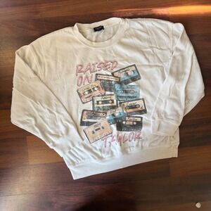 Originality‎ Kids Raised On Taylor White Graphic Pullover Sweatshirt Size L